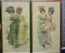 Paire de litho couleur de Frederique Vallet-Bisson élégantes 1900