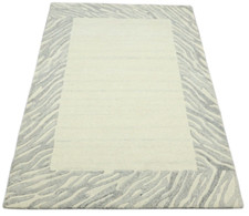 Tapis 100% Laine 120X180 Cm Fait Main Beige Gris T968