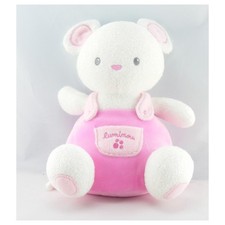 Doudou souris blanche salopette rose LUMINOU - 11815