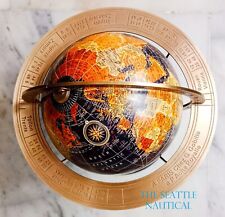 Ancien globe du monde sphère armillaire en laiton nautique vintage sur socle ...