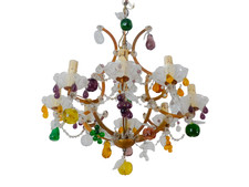 Gorgeous Antique Chandelier Handmade Glass Drops Fruits 1920 MURANO 8 lights