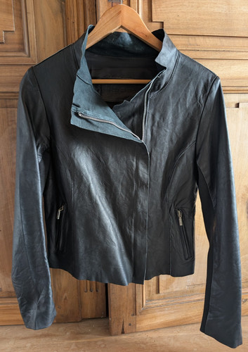 Veste cuir asymétrique - cuir,