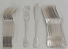 Christofle Cluny, Uniplat, 12 couverts à poisson, 24 pièces, métal argenté.