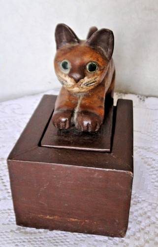 Boite bois avec chat - avec,
