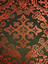 Tissu Brocard Noir Rouge 160
