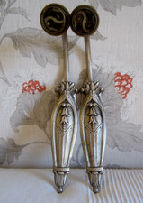 2 Anciennes appliques murales Art Déco BRONZE nickelé Patère motif fleurs de lys