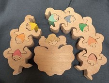 Puzzle en bois Blanche Neige et Nains jouet éducatif, coloré, 9 cm x 9 cm d'o...