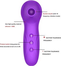 Vibromasseur Suceur Téton Clitoris Sex Sextoy Silicone Violet Succion 10 Modes