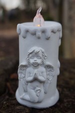 P889-268 A FIGURINE STATUETTE ANGE BLANC  BOUGIE  MYSTIQUE CHERUBIN BEBE FEE