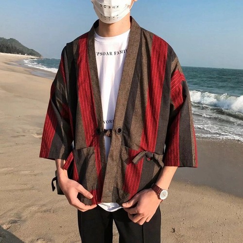 Hommes rayé kimono veste - hommes,