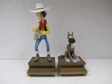 RARE 2 Figurines LUCKY LUKE et RANTANPLAN Edition ATLAS Lucky Comics 2009 résine