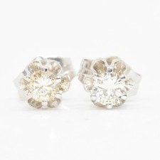 Boucles d’ oreilles ancienne 0.28 Cts Or 14K & Diamants Naturelles 2X0,14 Cts