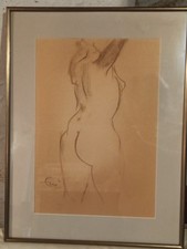 Tableau ancien au fusain