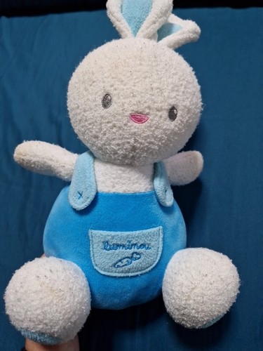 Doudou lapin bleu blanc nez - doudou,