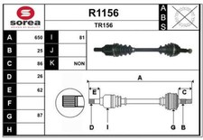 Arbre de transmission SNRA R1156 RENAULT CLIO III Camionnette - 3/5 portes/MODUS