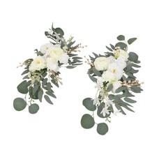 Esthétique 2PCS Chaise Blanche Dossier Bouquets de Fleurs Parfait pour Célébr