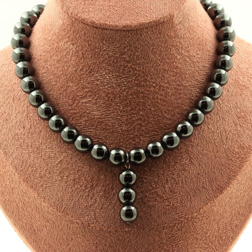 Collier perles hématite - 8, mm