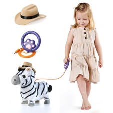 Jouet Zèbre Qui Marche Jouet Interactif Motorisé Parlant avec Télécommande Co...