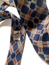 HERMES VINTAGE CEINTURE CROISÉE EMBOUT DE CHEVAL CRAVATE GRILLES ÉQUITATION H...