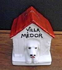 Tirelire à casser Villa Médor niche en céramique. Prenez garde au chien