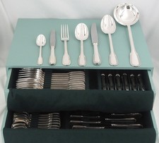 Ercuis Perles, ménagère set 62 pièces, métal argenté, excellent état, écrin neuf