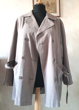 Trois Quart Manteau "YESSICA " beige/vert en peau d'ange - ceinture T 44 - TBE