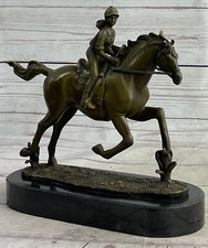 Statue En Bronze De Cheval Jockey De Course En Marbre Hommage Au Pur Sang Cadeau