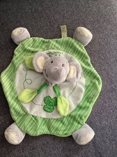 Doudou Titoutam Éléphant Gris Plat Rond Vert Feuilles 