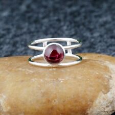 925 Argent Sterling Rond Naturel Gemme Grenat Handmade Solide Femme Bague