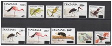 Tanzania 1998-2004 Vögel Sunbird Pigeon Oiseau Definitives Surcharge set 10v