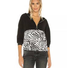 NWT Superdown Zebra Print 1/4 Zip-up Jacket Size XS
