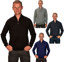 Ugholin Pull Homme Cachemire Fin Col Zippé Camionneur Manche Longues