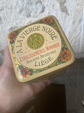 Boite ancienne tôle lithographiée - A LA VIERGE NOIRE Winandy Liège - Farine