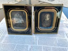 DAGUERRÉOTYPE ou AMBROTYPE - lot de 2 PORTRAITS - femme âgée + enfant communion