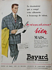 PUBLICITÉ DE PRESSE 1956 BAYARD COSTUME PRINCE DE GALLES PEIGNÉ LOURD
