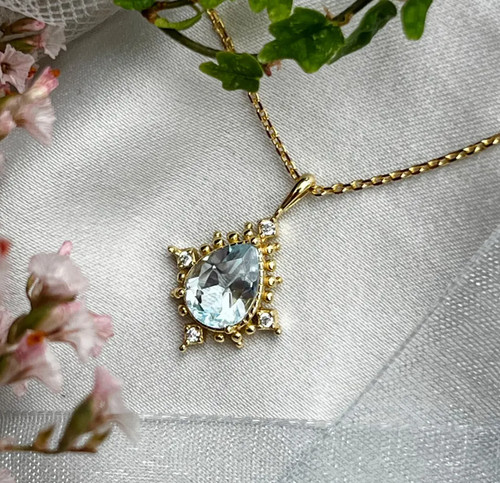 Collier aigue marine bleu - collier, aigue-marine