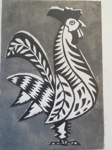 Ecole francaise linogravure - xx,