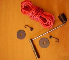 Kit comtoise 5 M corde  rondelles crochets clef manivelle Fabrication française