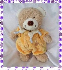Doudou Peluche Ours Beige Combinaison Orange Jungle Girafe Tex
