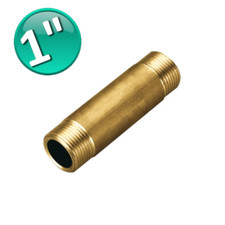 Raccord en baril droit tube mâle / mâle 1'' x 100 mm - 10 cm en laiton