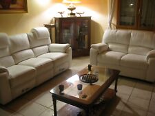 SUPERBE ENSEMBLE CANAPES HOME CINEMA CHATEAU d'AX en CUIR BLANC