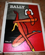 AFFICHE ANCIENNE VILLEMOT CHAUSSURES BALLY Femme 160x120  Lithographique Poster