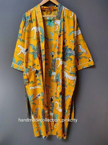 Robe nuit coton kimono - en,