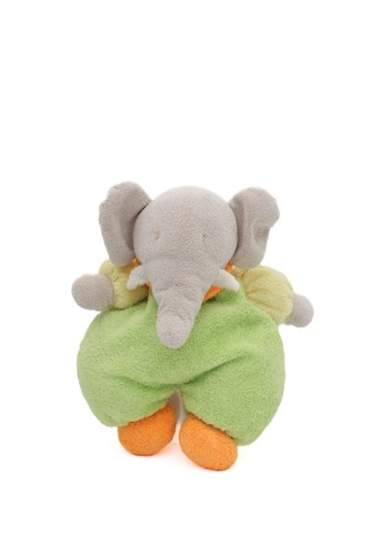 Peluche doudou elephant vert - peluche,