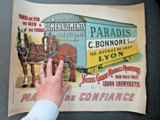 AFFICHE 1900 attelage hippomobile LYON déménagement PARADIS cheval cariole