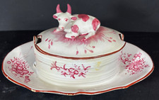 Beurrier surmonté d'une vache  décor en camaïeu  St Clément  fin  XVIIIe