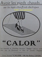 PUBLICITE CALOR TAPIS CHAUFFANT ELECTRIQUE 1922 AD PUB