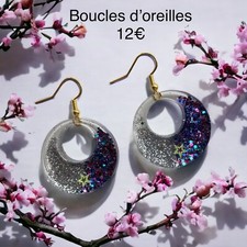 boucles d'oreilles en resine epoxy 