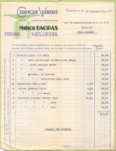1938 ceramique verrerie maison - 1938,