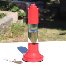 Grande lampe à ébullition paillettes vintage space age 45 cm en plastique rouge